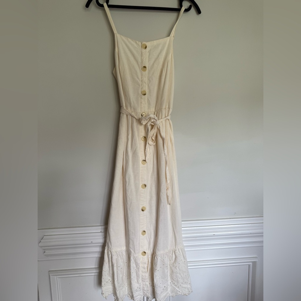 Old Navy Cream Midi Dress with Button Detail